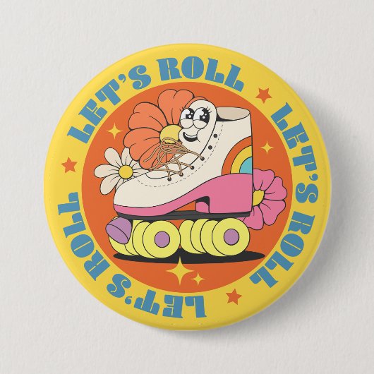 Retro-Rollschuhlaufen Button (Vorderseite)