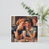 Retro Romance Feiertagskarte (Stehend Vorderseite)