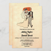 Retro Romantic Couple 50er Comic Book Wedding Einladung (Vorne/Hinten)