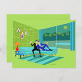 Retro Romantic Gay Couple Postcard Einladung (Vorne/Hinten)
