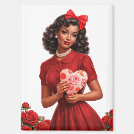 Retro Romantic Lady Art, Classic 1950s Style Magnet