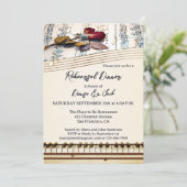 Retro Romantic Music Themed Rehearsal Dinner Einladung (Stehend Vorderseite)