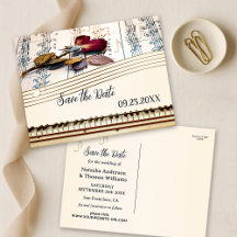 Retro Romantic Music Themed Save the Date 