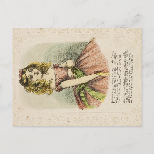 Retro Romantic Valentine's Day Card, 19th century Postkarte (Vorderseite)