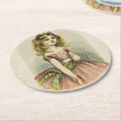 Retro Romantic Valentine's Day Card, 19th century Runder Pappuntersetzer (Angewinkelt)