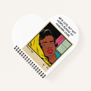 Retro-Romantik Vintage-Comic: Kissen-Gespräch-Desi Notizblock