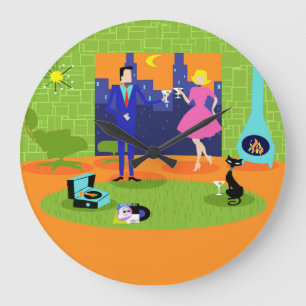 Retro-romantische Abend-Couch-Rundwanduhr Große Wanduhr