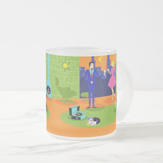 Retro romantische Abends-Paar-mattierte GlasTasse Mattglastasse (VorderseiteRechts)