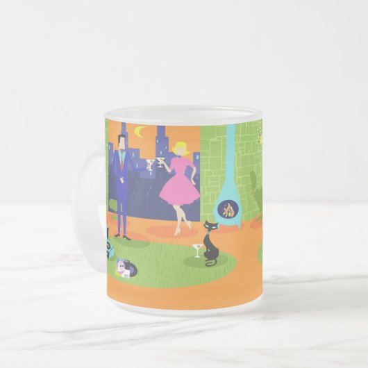 Retro romantische Abends-Paar-mattierte GlasTasse Mattglastasse (Vorderseite Links)