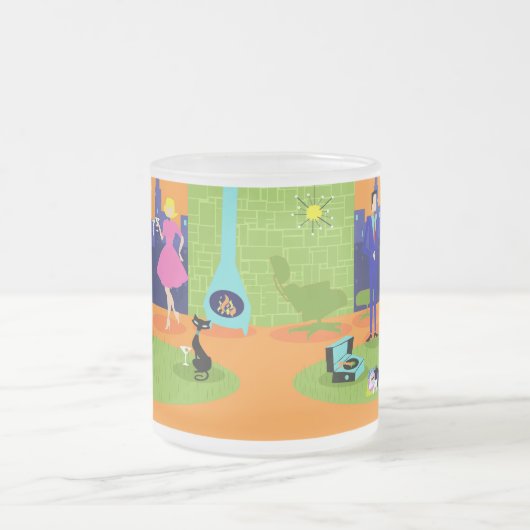 Retro romantische Abends-Paar-mattierte GlasTasse Mattglastasse (Mittel)