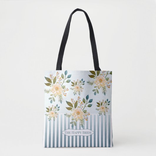 Retro Romantische Blumenbrücke Tote Tasche (Vorderseite)