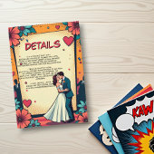 Retro Romantische Braut und Comic Hochzeit Begleitkarte
