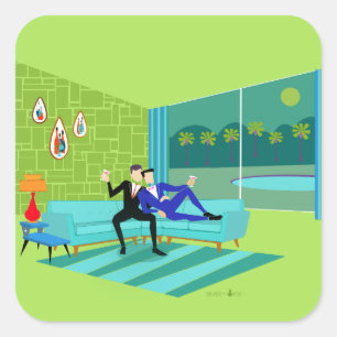 Retro Romantische Gay Couple Stickers