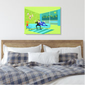 Retro Romantische Gay Couple Stretched Leinwand (Insitu (Schlafzimmer))
