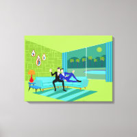 Retro Romantische Gay Couple Stretched Leinwand