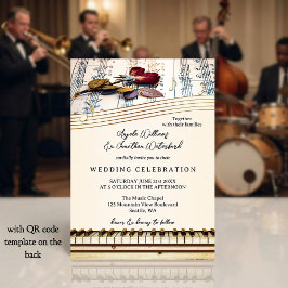 Retro romantische klassische Musik-Rosen-Hochzeit Einladung
