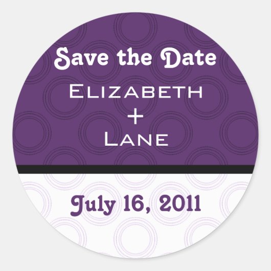 Retro Romantische Save the Date Stickers (Vorderseite)