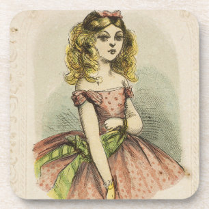 Retro-romantische Valentinstagskarte, 19. Jahrhund Getränkeuntersetzer
