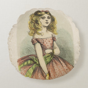 Retro-romantische Valentinstagskarte, 19. Jahrhund Rundes Kissen