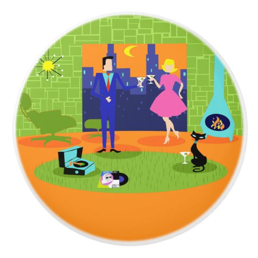 Retro Romantischer Abend Coupe Keramik Pull Keramikknauf (Vorderseite)