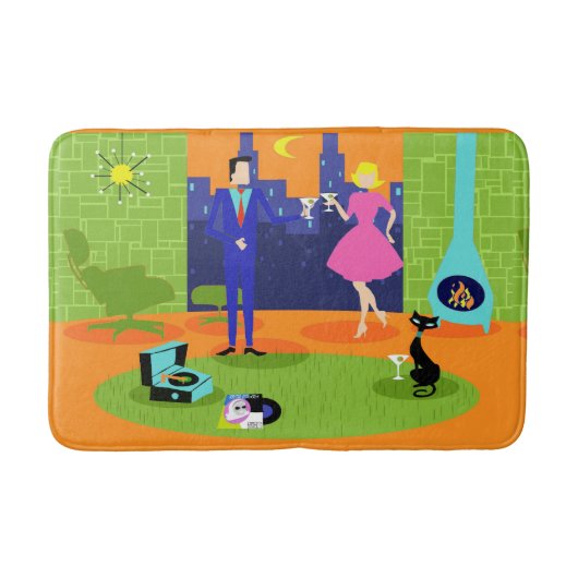 Retro Romantischer Abend Couple Bath Mat Badematte (Vorderseite)