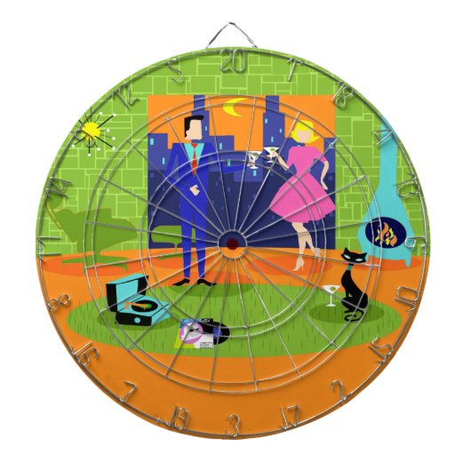 Retro Romantischer Abend Couple Dart Board Dartscheibe (vorne)