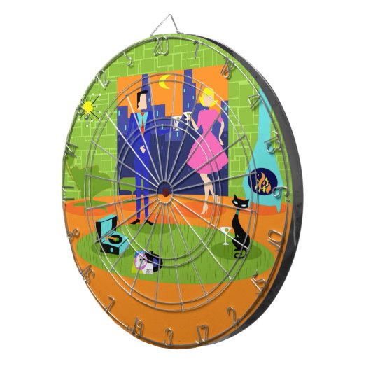 Retro Romantischer Abend Couple Dart Board Dartscheibe (Vorderseite rechts)