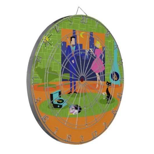 Retro Romantischer Abend Couple Dart Board Dartscheibe (Vorderseite Links)