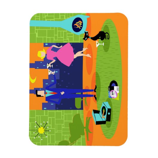 Retro Romantischer Abend Couple Flexible Magnet (Vertikal)