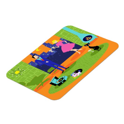 Retro Romantischer Abend Couple Flexible Magnet (Linke Seite)