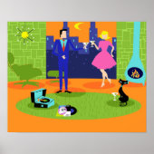 Retro Romantischer Abend Couple Poster (Vorne)