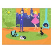 Retro Romantischer Abend Couple Tableclout Tischdecke (Vorderseite (Horizontal))