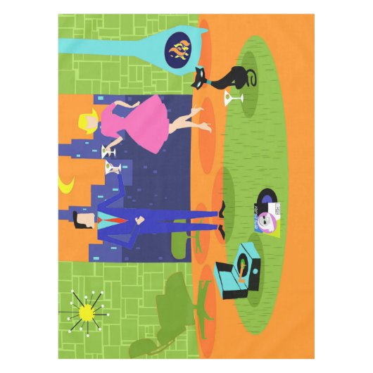 Retro Romantischer Abend Couple Tableclout Tischdecke (Vorderseite)