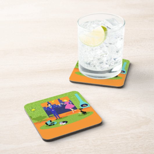 Retro Romantischer Abend Couple Untersetzer (Rechte Seite)