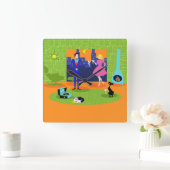 Retro Romantischer Abend Luftsäule Quadratische Wanduhr (Zuhause)