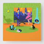 Retro Romantischer Abend Luftsäule Quadratische Wanduhr (Vorderseite)