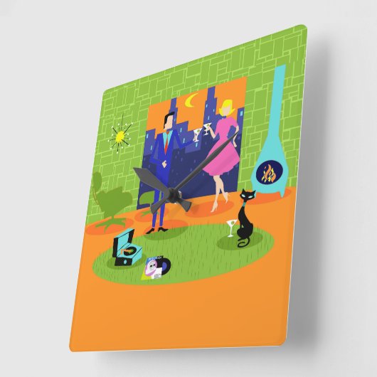 Retro Romantischer Abend Luftsäule Quadratische Wanduhr (Winkel)