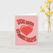 Retro Romantischer Herzrosa und Roter Valentinstag Karte (Gelbe Blume)