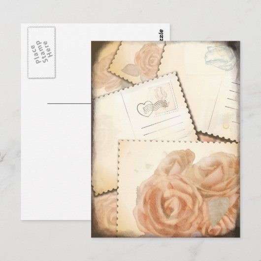 Retro-Romantischer Hintergrund, Postkarte (Vorne/Hinten)