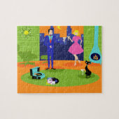 Retro romantisches Abends-Paar-Puzzlespiel Puzzle (Horizontal)