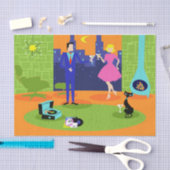 Retro romantisches Abends-Paar-Seidenpapier Seidenpapier (Handwerk)