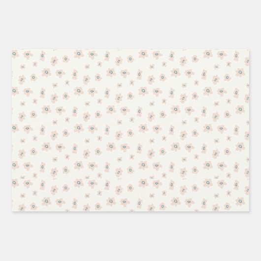 Retro romantisches, blumennahtloses Muster Geschenkpapier Set (Vorderseite 3)