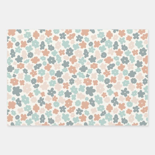 Retro romantisches, blumennahtloses Muster Geschenkpapier Set (Vorderseite 2)