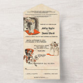 Retro Romantisches Couple Comic Themed Wedding All In One Einladung (Innen Boden)