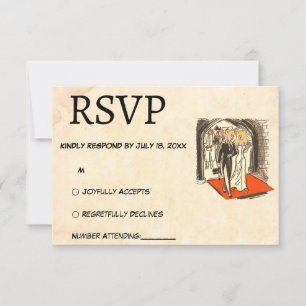 Retro Romantisches Couple Comic Themed Wedding RSVP Karte
