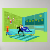 Retro Romantisches Gay Couple Poster (Vorne)