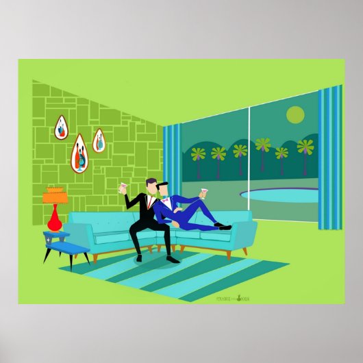 Retro Romantisches Gay Couple Poster (Vorne)