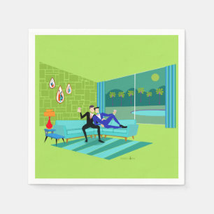 Retro Romantisches Gay Coupon Papier Napkins Serviette