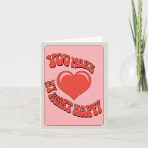 Retro Romantisches Herz Rosa und Rot zum Valentins Karte