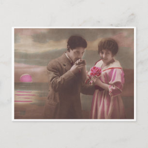 Retro Romantisches Paar beim Montag Postkarte